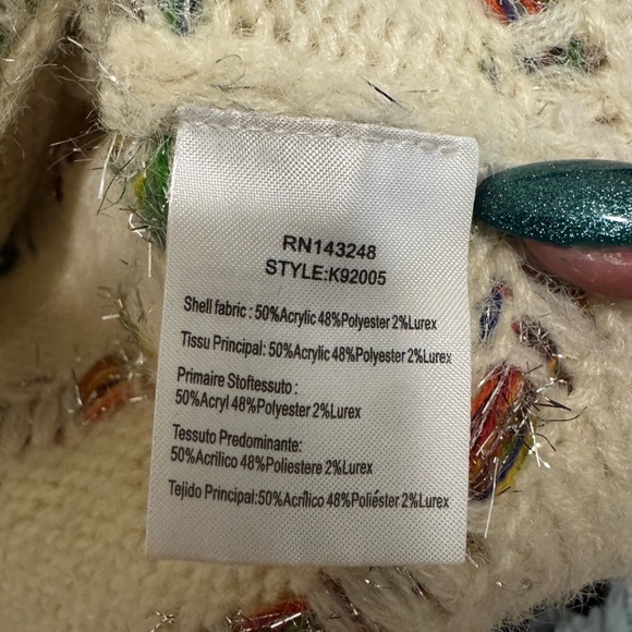 Anthropologie Silver Tinsel Multicolor Yarn Oversized Pullover Sweater 🎄 - Picture 5 of 6